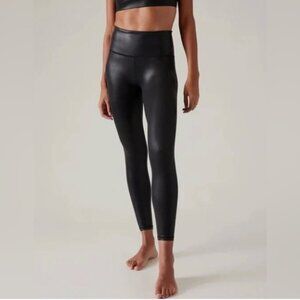 Athleta Elation in Black Shine Leggings High Rise Size Small
